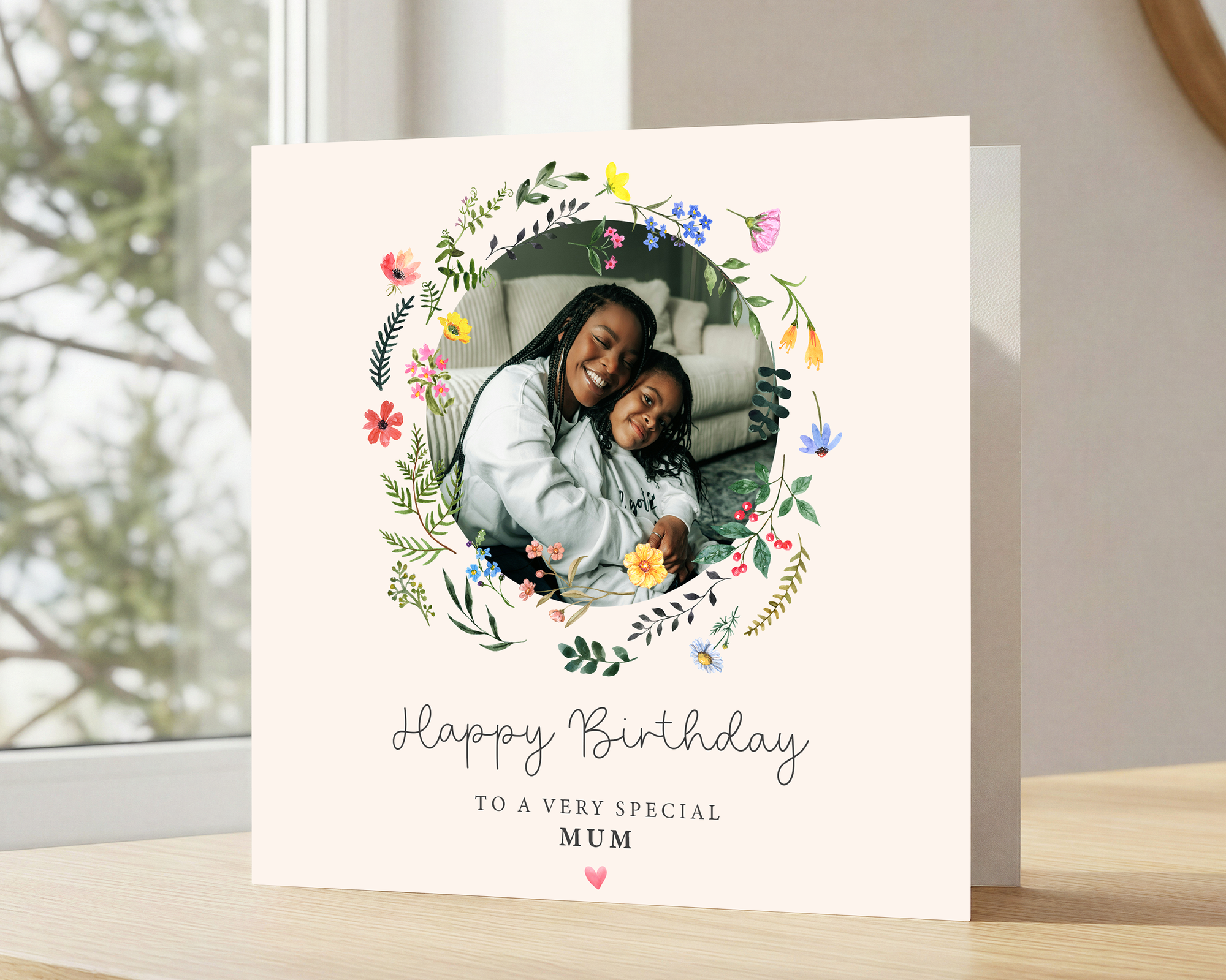 Floral Photo Birthday Card