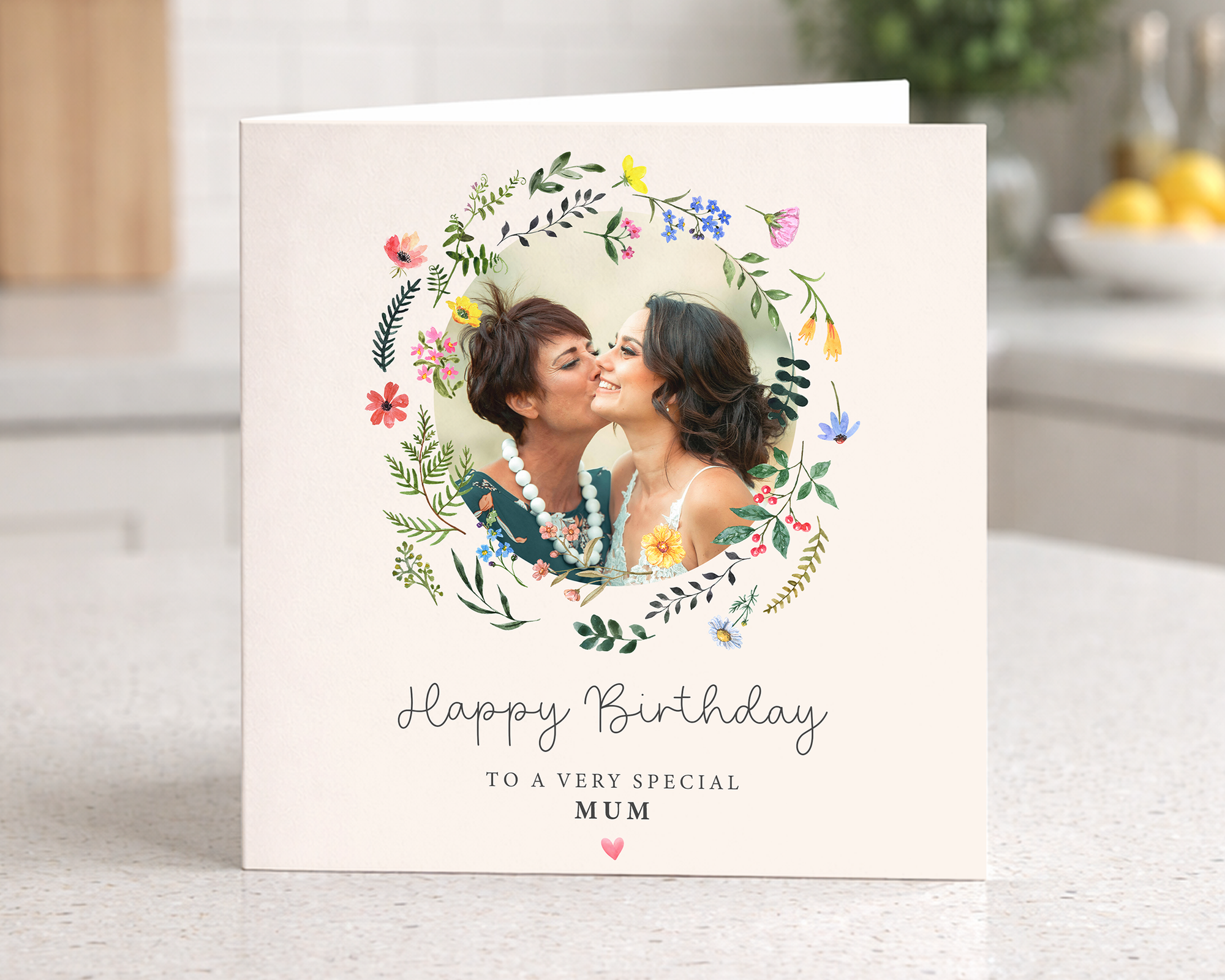 Floral Photo Birthday Card