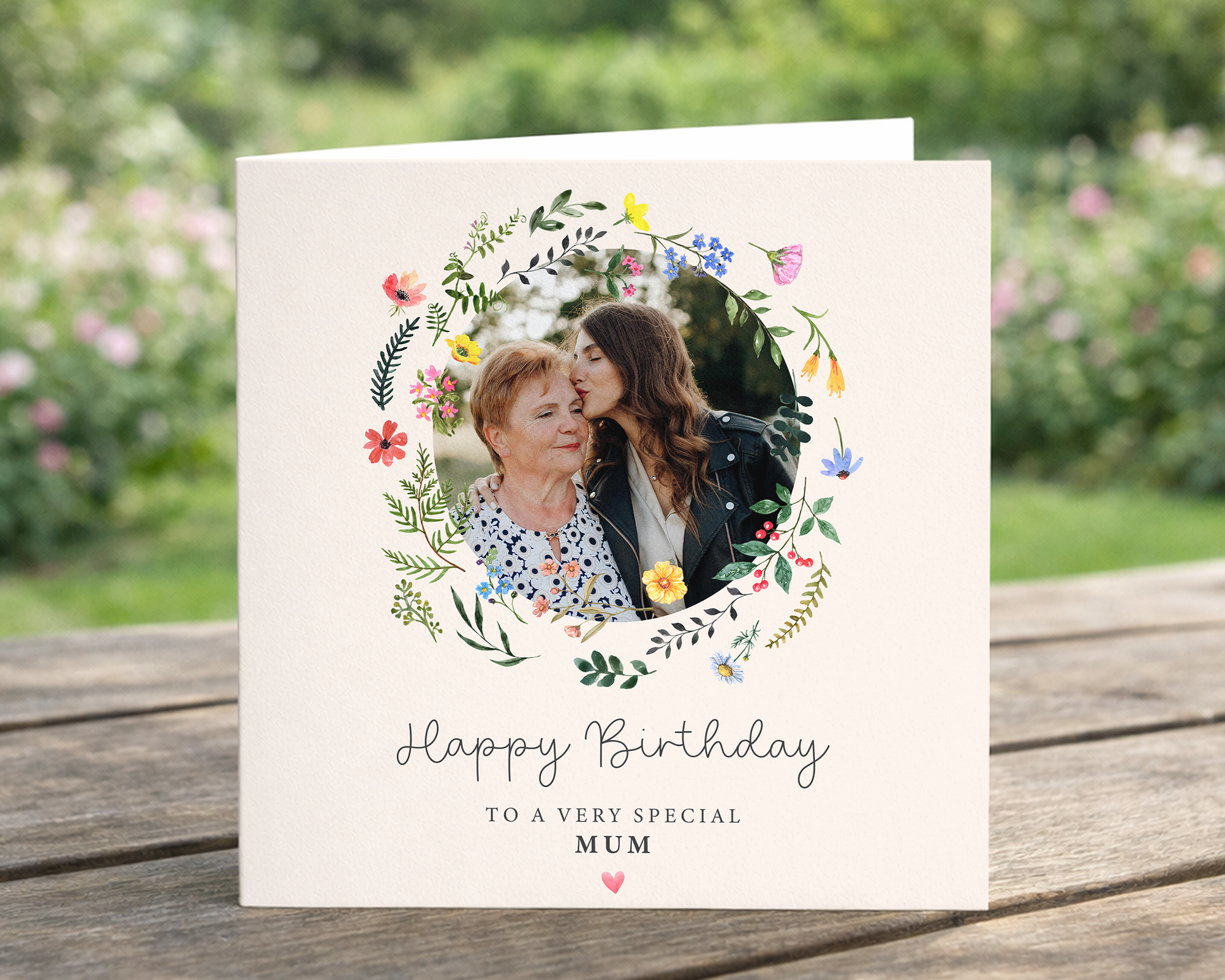 Floral Photo Birthday Card