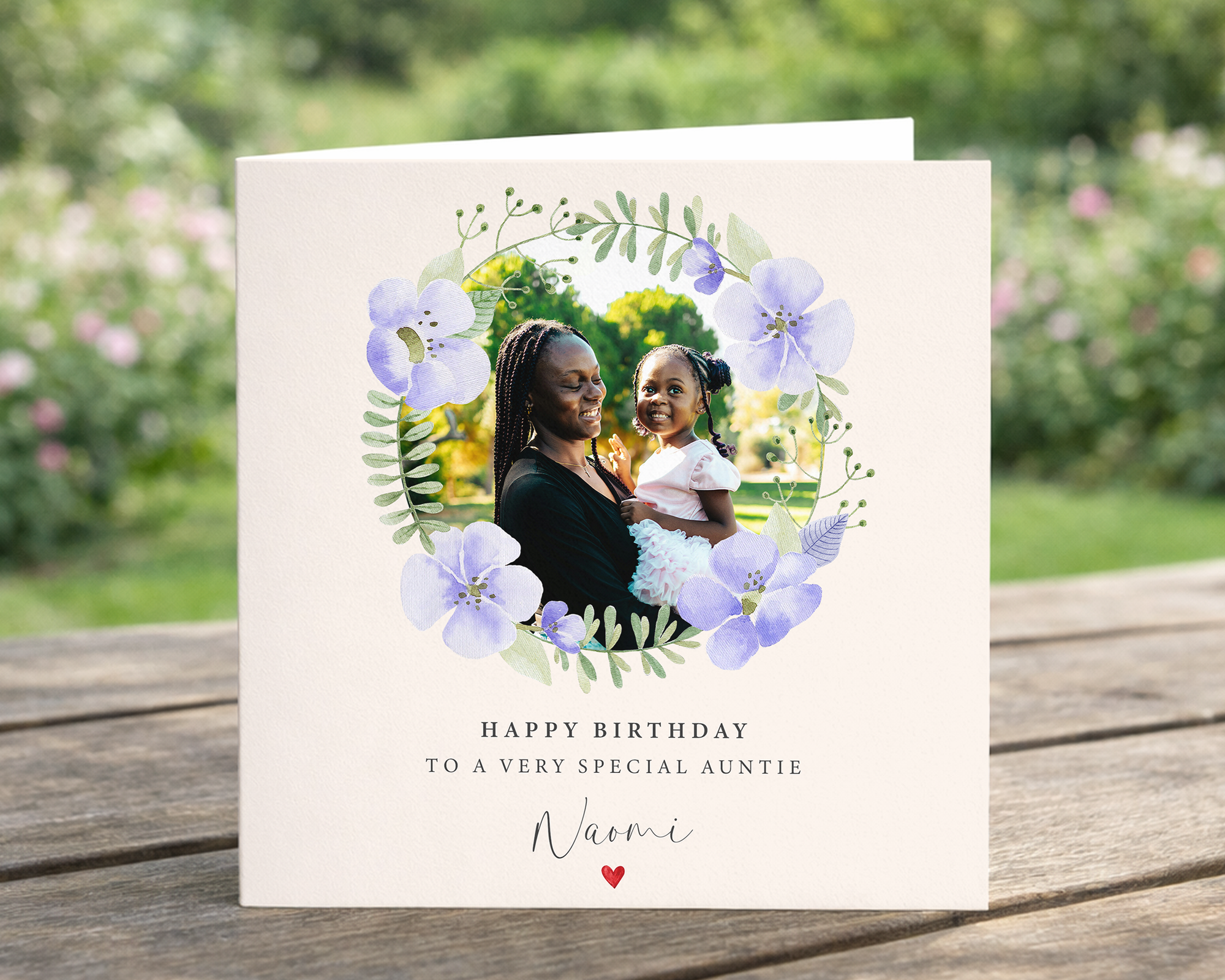 Purple Flowers Birthday Photo Card
