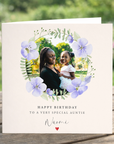 Purple Flowers Birthday Photo Card