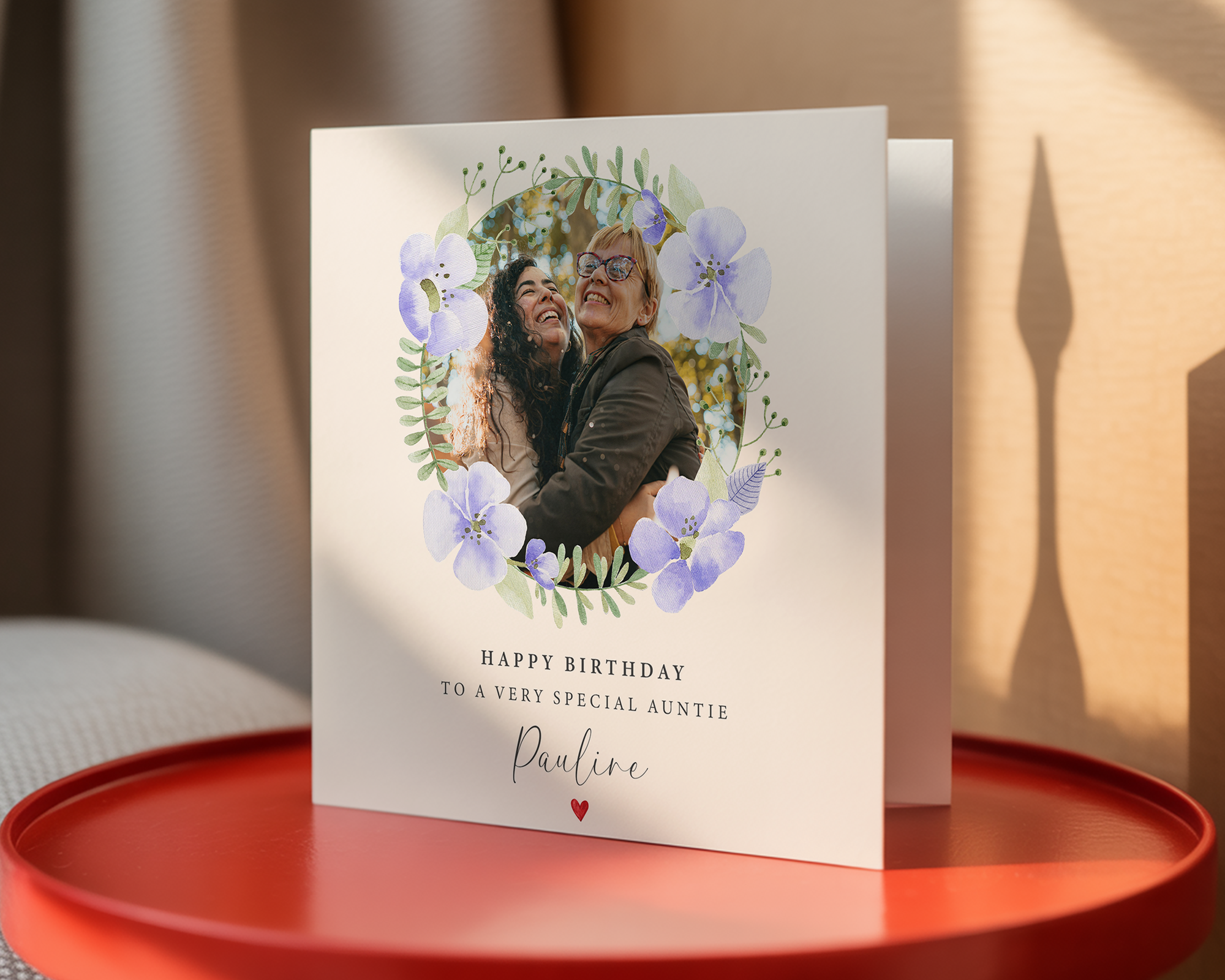 Purple Flowers Birthday Photo Card