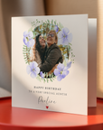 Purple Flowers Birthday Photo Card